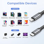 Basesailor for Apple iPhone 14 13 12 Pro Max Plus Charger Cable 3.3FT,USB Type C to Lightning Cord with USB A Adapter,Fast Charging Power Cord for iPhone 11 Mini XS XR X 8 7 6 SE, i Pad 8th 9th Gen