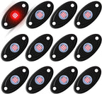12 Pods Red LED Rock Lights Neon Underglow Light for Car Truck ATV SUV Under Body Glow Light Trail Fender Lighting