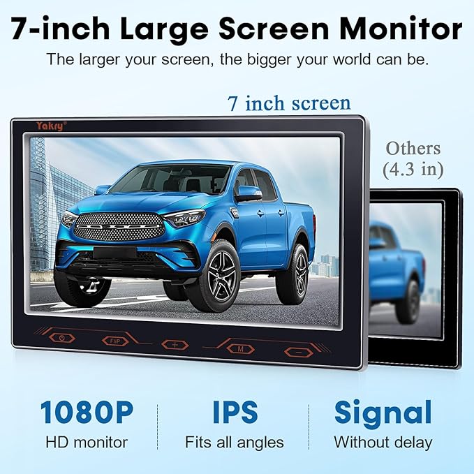 7-inch Backup Camera Ease-Setup for Cars: HD 1080P Touch Key Rear View Camera Real Time Image - Waterproof Reverse Camera for Van SUV Truck Y16