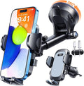 YRU True Military-Grade [360° Rotation Suction] 2026 Ultimate Car Phone Holder Mount 【90+LBS Safest Strongest & Patent Certs】 Dashboard Windshield Vent for iPhone 17 16 Pro Max Samsung, Light Gray