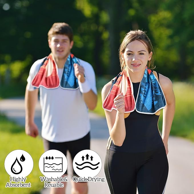 Hahafelt 2 Pack Car Seat Towel Cover and Athletic Running Towel with Storage Bags, Sweat Washable Gym Seat Protector Non Slip for Dog Pet Workout Running Outdoor Sport Activities(Sedona)