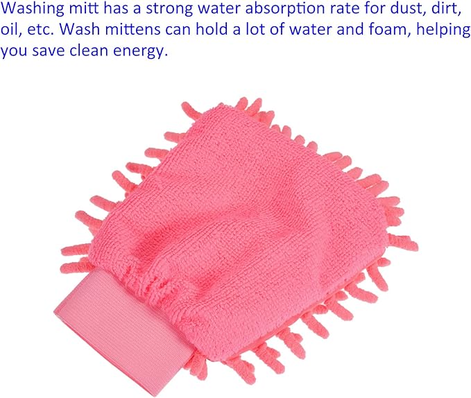 M METERXITY Microfiber Wash Mitt - Chenille Reusable Gloves for Cleaning, Scratch-Free, Apply to Kitchen House Cleaning