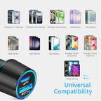 67.5W Car Charger USB C Super Fast Charging, 45W USBC & QC3.0 Port Plug for iPhone 17 Pro Max/Air/16/15/iPad, Samsung S26/S25 Android Cell Phone, Dual 12V Cigarette Lighter Adapter + 5 ft Type C Cable