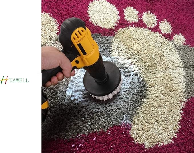 HUAWELL Automotive Soft White-Car Accessories Car Cleaning Brush - Drill Brush -Wheel Brush - Car Mats - Detail Brush - Carpet Cleaner - Boat Accessories - Fabric Seat Cleaner