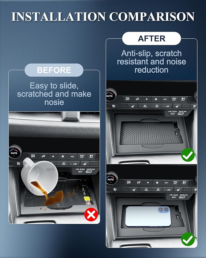 BIBIBO 2026 Outback Center Console Organizer for 2026 Subaru Outback(Premium,Limited,Touring,Wilderness,Limited XT,Touring XT) Insert Silicone Wireless Charging Mat