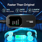 Megear Level 1&Level 2 EV Charger with Five adapters, 16A, 100-240V, 23FT, Portable Electric Vehicle Charger, Fast EV Home Charging Station