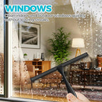 ALFLOD 2PACK All-Purpose Shower Squeegee for Shower Doors, Bath Linen Sets, Tile Shower Walls, Bathroom, Window, Glass and Car Windshield, Mirrors and Kitchen-Stainless Steel, 11.8-Inch Black