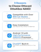 OTTOCAST Wireless CarPlay AI Box Nano, Android 13, 8GB RAM + 128GB Storage, AI Voice Assistant, SIM/Micro SD Support, Split-Screen, Android Auto Compatible
