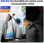 Magnetic for MagSafe Car Mount 15W Wireless Charging, Magnetic Phone Holder for Car with Vacuum, 360°Adjustable Metal Head &Extension Rod, Cell Phone Holders for Your Car for iPhone17/16/15/14/13/12