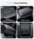 Wigoo Center Console Lid Cover for Tesla Model Y Juniper 2025-2026 & Model 3 Highland 2024-2026 (Standard, Premium & Performance), [Soft Support] Nappa Leather Armrest Protector Cover, Black