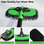 Ordenado 15°Curved Car Wash Brush with Long Handle, 43" Car Cleaning Brush with Extension Pole, Microfiber RV Wash Mop Scratch-Free, Exterior Washer Mop for Washing Roof Truck Camper SUV Caravan Green