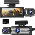 Dash Cam Front and Inside, 1296P Dual DashCams for Car, 3.16 Inch IPS Screen Driving Recorder with IR Night Vision, Loop Recording, Wide Angle Lens, 24H Parking Traffic Recorder with 32GB TF Card