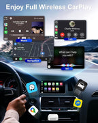 Wireless CarPlay Adapter for Apple iPhone, Convert Wired CarPlay to Wireless, Mini Size with USB-A to USB-C Adapter, Stable Control & No Delay Latency, White