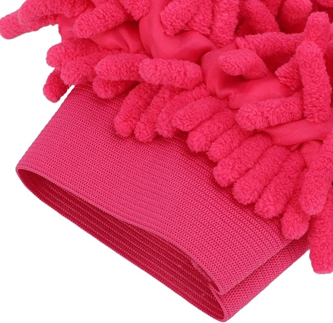 Microfiber Washing Glove, Pink Chenille Car Wash Mitt Scratch Free for Furniture for Motorcycle