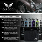 Car Gods 8 Piece Car Cleaning Detailing Kit - Shampoo - Carnauba Wax - Wheel Cleaner - Shine Detailer - Fallout Eliminator - Tyre Serum - Interior Detailer - Glass Cleaner