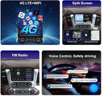 4G Network QLED Radio for GMC Yukon Chevrolet Chevy Tahoe Suburban 2015 2016 2017 2018 2019 Non-Bose Upgrade,8-Core Touch Screen Stereo,Wireless CarPlay & Android Auto