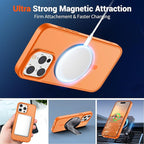 SUPFINE Magnetic for iPhone 14 Pro Case with Screen Protector (Compatible with MagSafe) (Military Grade Drop Protection) Translucent Matte Shockproof Phone Cover,Starry Orange