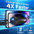 【MFi Certified】iPhone Car Charger Fast Charging, Caiinei 4.8A USB Car Charger Fast Charging Cigarette Lighter Adapter with 6FT Coiled Lightning Cable for iPhone 14 13 12 11 Pro XS Max Mini XR X 8 iPad