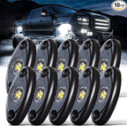 LEDMIRCY LED Rock Lights 10PCS White for Off Road Truck RZR Auto Car Boat ATV SUV Waterproof High Power Neon Trail Rig Lights (Pack of 10,White)