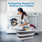 Extra Large Collapsible Bucket 35L Mop Bucket With Handles & Wheels, Plastic Wash Basin Pet Bath Tub for Puppy Dogs Cats, Folding Laundry Basket Clothes Storage Organizer RV Outdoor Camping Essentials