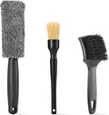 3Pcs Wheel Brush, Tire Brush with Little Braid Bristles Design, Durable Rim Brush & Car Wheel Brushes, Car Detailing Brush for Cars, Trucks, RVs, Motorcycles, Room, Corner
