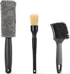 3Pcs Wheel Brush, Tire Brush with Little Braid Bristles Design, Durable Rim Brush & Car Wheel Brushes, Car Detailing Brush for Cars, Trucks, RVs, Motorcycles, Room, Corner