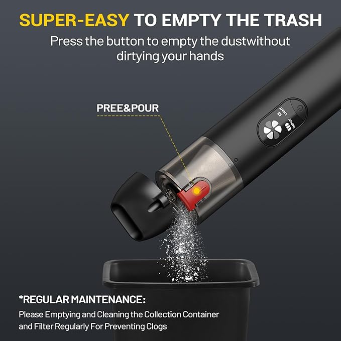 Hand Held Car Vacuum Cleaner, 15000Pa High Powers 5-in-1 Portable Lightweight Mini Vacuum Cleaner for Car, Home & Pet Hair
