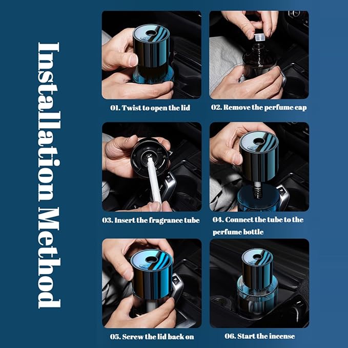 Intelligent Aromatherapy Machine,Car Air Freshener,Car Diffuser Refill,Fine Spray/Fillable/Four-Gear Adjustment/Vibration Sensing/On-Off/160ML Large Capacity Long-Lasting Fragrance(Cologne Fragrance)