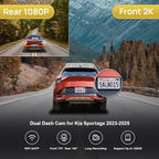 Fitcamx Front 2K+Rear 1080P Dash Cam Adapts for Kia Sportage 2023 2024 2025 (Part No#DW010/P1020/R2010), OEM Look, Dual HD Video, WiFi & APP, Loop Recording, G-Sensor, Easy to Set, 64GB Card