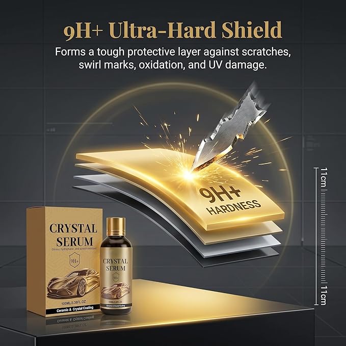 PTZ Crystal Serum for Cars - Advanced 9H Graphene Ceramic Coating for Cars, Professional Auto Ceramic Coating for Paint Protection, High Gloss Crystal Coatings for Car Plastic Parts & Wheels (3Pcs)