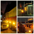 2PCS 17 LED Dual Revolution Amber Turn Signal & White Auxiliary Watermelon Lights, Clear Lens with Stainless Steel Bezel, Compatible with Freightliner, Ke-nw-or-th, Peterbilt & Heavy Trucks