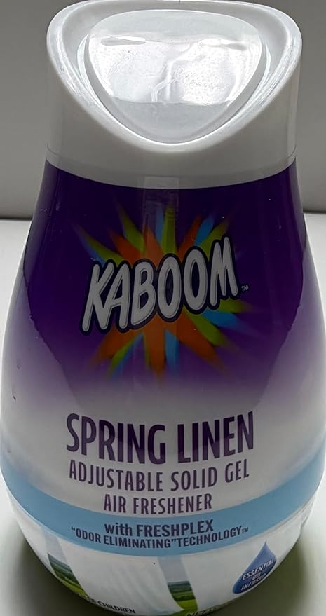 Wizard kaboom adjustable solid gel Air Freshener with freshplex "odor eliminating" technology, solid air freshener 8 oz spring linen (Pack of 6)