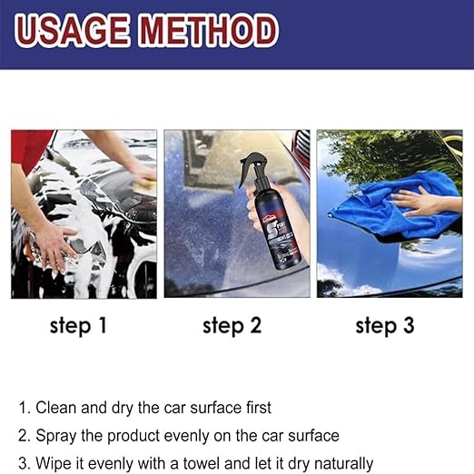 3 in 1 Spray Coating Agent, Car Coating Spray for Shine & Protection, Fast-Acting Coating Spray, Waterless Wash, Nanospray for Cars (3PCS x 120ml)