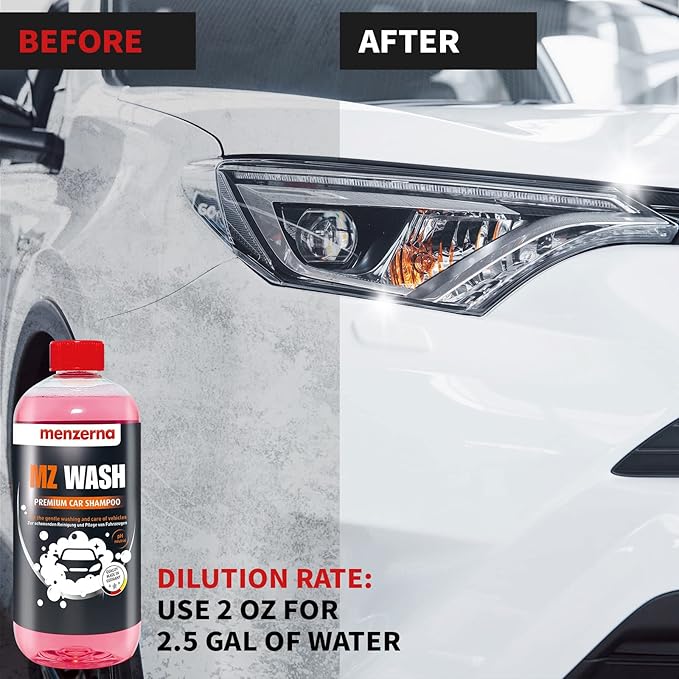 menzerna "MZ Wash" I Car Wash 1L I Premium Car Shampoo to Remove Dust, Dirt and Grime I Car Soap to Prep for Buffing & Polishing Compounds I Quick Dry and High Shine Finish I with a Tropical Scent