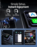 2026 Wireless CarPlay Adapter for iPhone ＆ Android Auto Mini Wired to Wireless Apple Car Play Adapter Plug & Play Compatible for iPhone iOS 10+ Android 11+ with After 2016 Cars