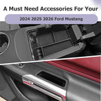 LUWU 3PCS 2025 2026 Mustang Center Console Organizer Compatible with Ford Mustang 2024 2025 2026 Accessories Armrest Console Storage Box Insert Tray Door Side Tray ABS Material Coin Container Black
