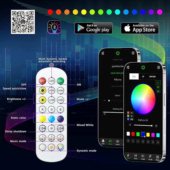 AZIMOM 6LED Colorful Fiber Optic Starlight Headliner Kits 360pcs*0.03in*13.1ft Fiber Strands APP& Remote Control Mix Color Chase Timing Fiber Optic Star Light for Car Home Sky Star Decoration