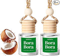 Car Air Freshener Tropical Bora-Bora 2 Pack Coconut Hanging Air Freshener Diffuser, Cute Car Accessories Air Freshner for Women & Men Gift Non-Toxic Car Scent Long Lasting Oil Diffuser Made in USA
