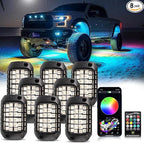 Rock Lights for Trucks, 8 Pods RGB LED Rock Lights with APP/Remote Control & Music Mode, High Bright Multilcolor Waterproof IP68 Rock Neon Light Kits for Pickup Off Road RZR SUV ATV UTV Car