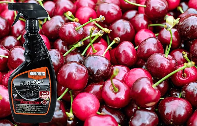 Simoniz Sure Shine Auto Detailer – 24 oz Bottle Professional Mist and Wipe Vehicle Protectant – Instantly Provides a Wet Gloss Look & Feel - for Cars, Trucks, SUVs, Boats & Bikes (Juicy Cherry)