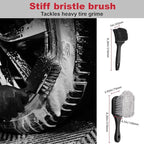 4PCS Professional Wheel Detailing Set - Metal-Free Flat Rim Brush, Dual-Hardness Tire Brushes & Lint-Free Towel | Scratch-Free Brake Dust Removal for All Vehicles