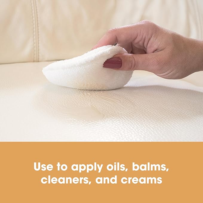 Furniture Clinic Leather Applicator Sponges | 2 Microfiber Cloth Applicator Pads for Cleaning Leather, Applying Wax, Balms, Oils & More