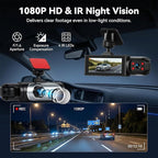 Dual Dash Cam for Cars Front and Inside 3.16 inch IPS Screen 1080P HD Camera for Cars Infrared Night Vision Loop Recording Wide Angle Inside Car Cameras 24H Parking Mode
