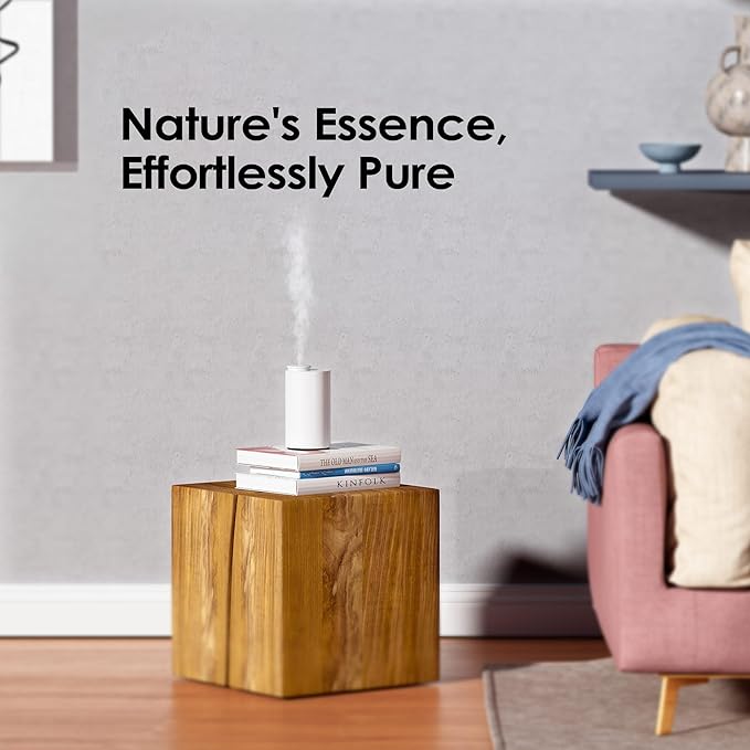 Airversa Waterless Essential Oil Diffuser Starter Kit with 2x20mL Hotel Fragrance Oils, Cordless Nebulizer for Car Home Office, Up to 600 sq ft, Mist/Timer Settings, Baterry Operated, AN6Kit-B, White