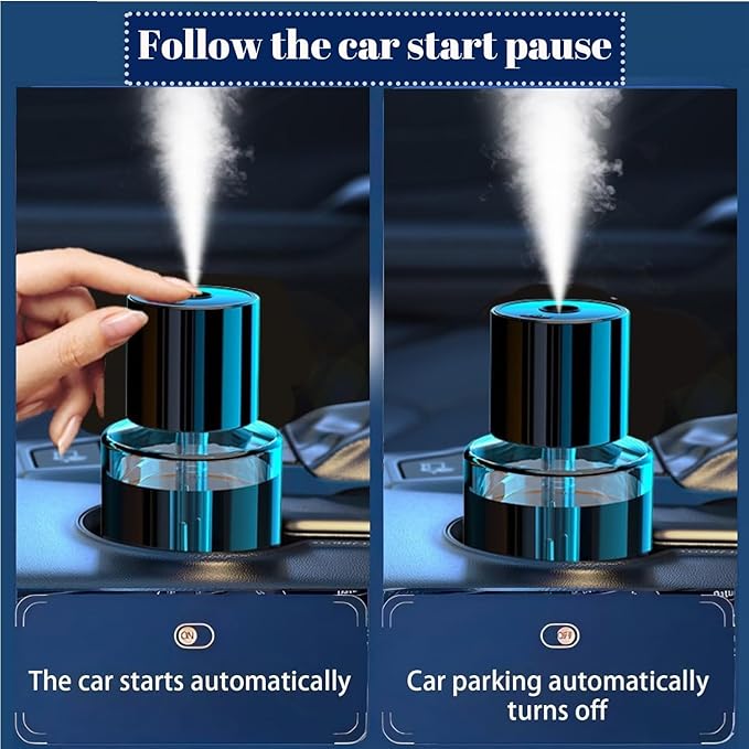 Intelligent Aromatherapy Machine,Car Air Freshener,Car Diffuser Refill,Fine Spray/Fillable/Four-Gear Adjustment/Vibration Sensing/On-Off/160ML Large Capacity Long-Lasting Fragrance(Ocean Fragrance)
