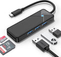 GiGimundo USB C Hub for Laptop, 4 Ports USB Hub 3.0 with SD Card Reader, USB C to USB Hub Multiport Adapter 5Gbps Transfer for Laptop, MacBook, iPad, Dell, Chromebook, Keyboard, Mouse, Black
