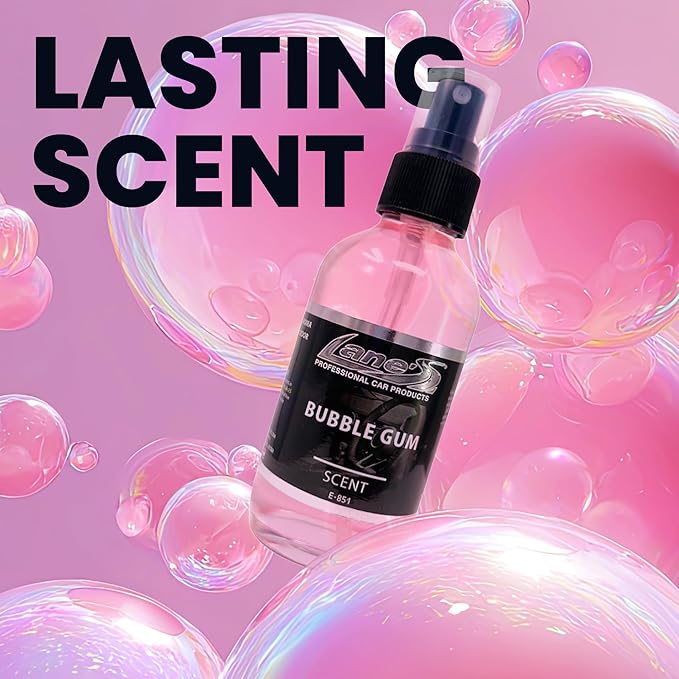 LANE’S Premium Car Air Freshener "Bubble Gum" - 4oz Water-Based, Long-Lasting Auto Scent Spray - Food, Pet, Odor Smell Deodorizer for Cars, Trucks, SUVs' Interior Leather, Carpet, Upholstery