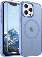 SUPFINE Magnetic for iPhone 12 Pro Max Case (Compatible with MagSafe) (Military Grade Drop Protection) Slim Translucent Matte Shockproof with Anti-Fingerprint Phone Case,Blue Purple