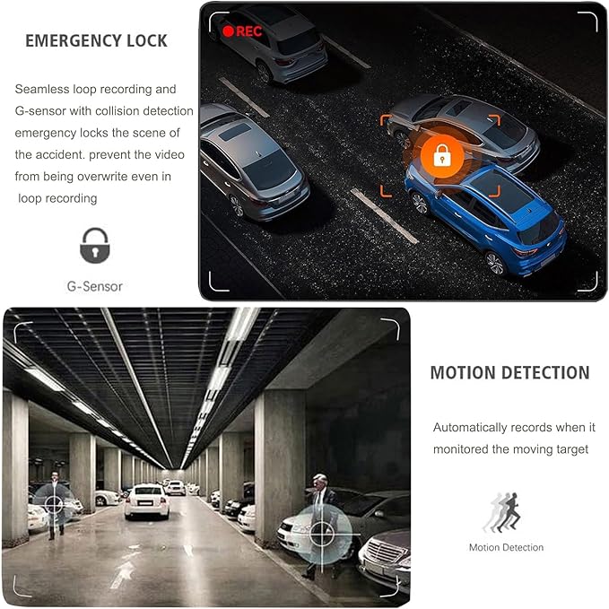360° Full View Dash Cam Front and Rear Inside, 4 Channel Dashcam 1080P Full HD Dash Camera for Cars with Infrared Lamps Night Vision G-Sensor, Parking Mode, 64GB SD Card Car Accessories