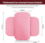 Upgraded Car Center Console Cover with 2 Storage,Arm Rest Covers Armrest Cover for Car, Microfiber Leather Car Armrest Cover Cushion, Universal Car Interior Accessories for Vehicles（Pink longer）